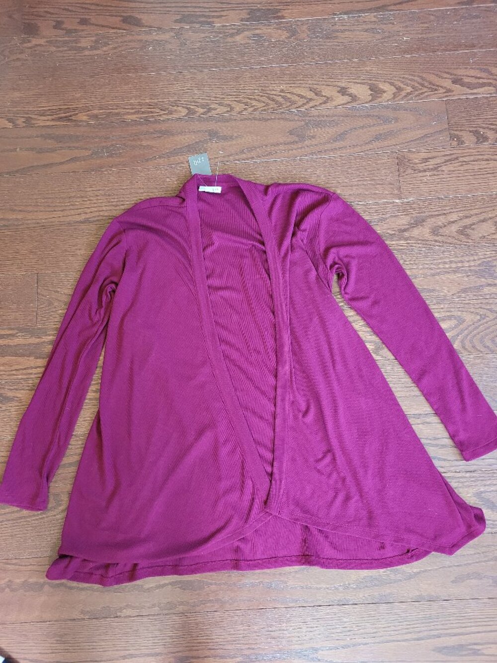 NWT J. Jill Open-Front  Long Cardigan burgundy Plum Long Sleeves Sz S